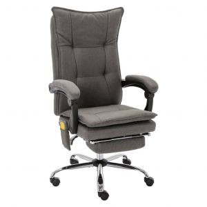 VidaXL Chaise de bureau de massage Tissu Gris - Gris