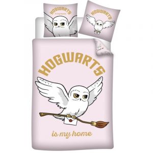 Warner Harry Potter - Parure de Lit Enfant Edwige Rose, Lit 1 place, Housse de couette 140x200 cm, Taie d’oreiller 63x63 cm