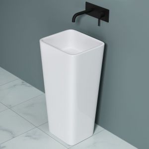 Sogood - Lavabo colonne blanc vasque sur pied Colossum31 rectangulaire solid surface 40x35x80cm - Blanc