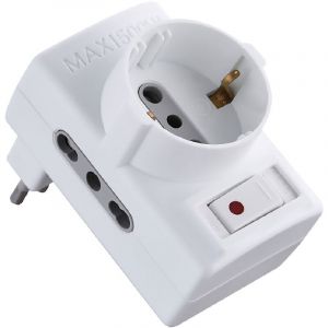 Electraline 1 X ADAPTATEUR TRIPLE AVEC PROTECTION CONTRE LES SURCHARGES Prise 2P+T10A - art.70025