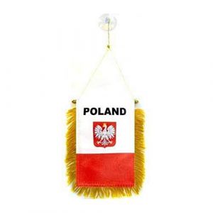 AZ FLAG Fanion Pologne avec Aigle 15x10cm - Mini Drapeau polonais 10 x 15 cm spécial Voiture - Bannière