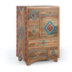 Chiffonnier 7 Tiroirs Bois Marron 43x29x65cm - Décoration d'Autrefois
