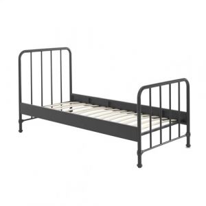 CHICAGO - Lit &agrave; Barreaux 90x200cm M&eacute;tal Poudr&eacute; Noir - Altobuy