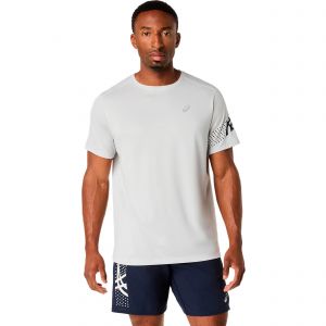 Asics Icon Maillot de course Hommes-gris clair, bleu fonc&eacute;, Taille S
