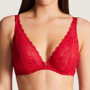 Aubade Soutien-gorge plongeant confort armatures rouge - Couleur Rouge - Taille 90F