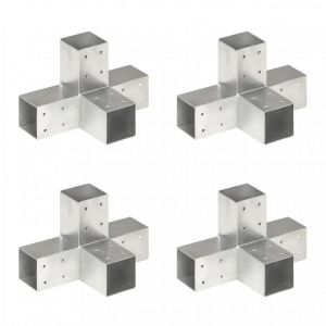 VidaXL Connecteurs de poteau 4 pcs Forme en X Métal galvanisé 71x71 mm