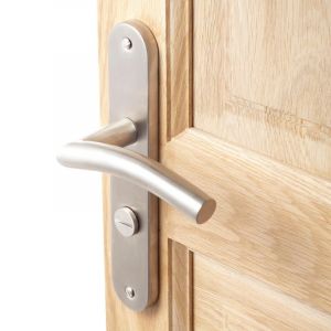 Inspire 2 poign&eacute;es de porte Margaud condamnation / d&eacute;condamnation, inox satin&eacute;, 195 mm