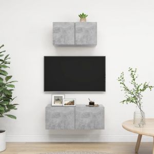 Image de VidaXL Ensemble de meuble TV 2 pcs Gris b?ton Agglom?r?