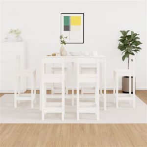 VidaXL Ensemble de bar 7 pcs Blanc Bois de pin massif