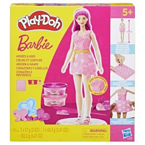 Play-Doh Barbie Cœurs et Coiffure, Coffret de pâte à Modeler