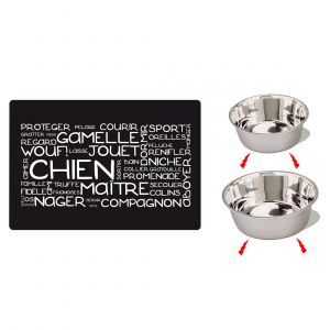 Image de Anka Set de 2 gamelles inox avec tapis aimant&eacute;s pour chien