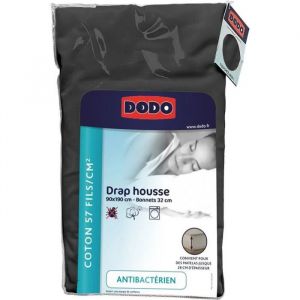 Dodo DRAP HOUSSE - ANTIBACTERIENS - ANTHRACITE - 90X190 cm - Bonnet 32 cm