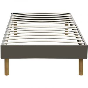 Mina - Solide et Confortable Sommier Tapissier gris + Pieds en 20 cm pour matelas en 120x200 - 2 x 13 Lattes - Montage Rapide et Facile - revetement