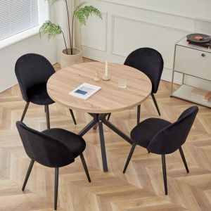 Wokaka Lot Table et Chaises à Manger -Table à Manger Moderne(80cm Blanc) - Scandinaves - 4 Chaises (Kaki)