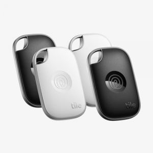 Tile By Life360 Pro (2024) - tracker Bluetooth puissant, détecteur de clés et localisateur d'objets pour clés, sacs & autres. Compatible avec iOS & Android. Tracker de téléphone. Lot de 4 (Noir/Blanc)