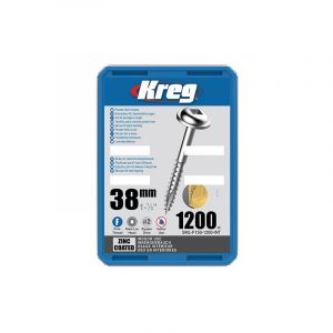 Kreg 1200 vis galvanis&eacute;s - 7 x 38 mm - filetage fin - Maxi-Loc carr&eacute;