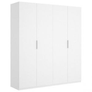 Pegane Armoire placard meuble de rangement coloris blanc brillant - Longueur 180 x Profondeur 52 x Hauteur 204 cm