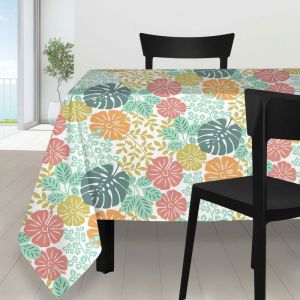Soleil d'Ocre Nappe rectangle anti-tâches 140x240 cm HIBISCUS, par