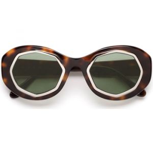 MARNI Unisex Mount Bromo Havana P6P Lunettes de soleil Acétate Havane Vert Oversize Normale