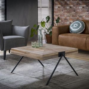 Table basse carrée teck recyclé acier 80 cm java