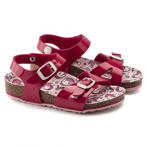 Birkenstock Rio Birko Flor Sandales pour enfant Lavande - Rose - Brevet fuchsia Tulipe Unicorn, 24 EU