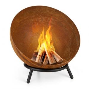 Blumfeldt Brasero de jardin Fireball Rust - Inclinable - Ø 60 cm - Trépied - Housse de protection