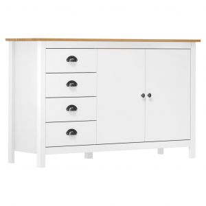 VidaXL Buffet Hill Range Bois de Pin Solide 130x40x80 cm Blanc Modèle 2