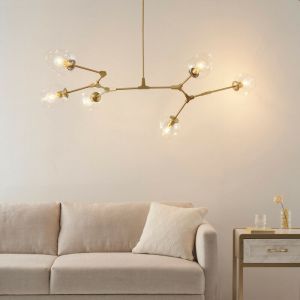Kosilum Lustre suspension dorée style floral 6 boules - Ofélia