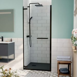 Tgd new Porte de douche 90x200cm pivotante anticalcaire avec profil&eacute; noir mat (SATTGDO90NIKAC) - Swiss Aqua Technologies