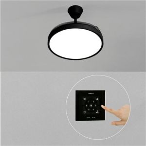 Ventilateur de plafond - WIND CLEAR STUDIO 40W silencieux avec pales rétractables et lumière LED - Noir