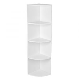 Étagère D'angle À 4 Niveaux, Étagères De Rangement Autoportantes, Bureau, Blanc