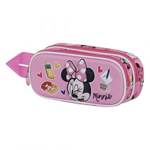 Trousse Double 3D - Disney Minnie Mouse Wink - Rose - Taille Unique