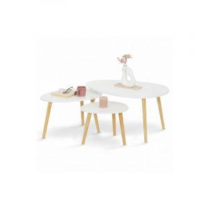 Idmarket Lot De 3 Tables Basses Gigognes Gaia Laquées Blanc Scandinave