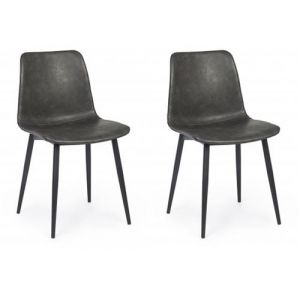 2 Chaises Kyra Pu Anthracite Vintage