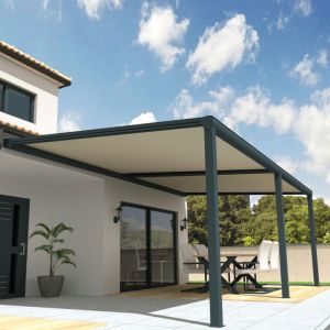Pergola toile SUNLIGHT Gris anthracite - écru 6,00x3,50m + LED
