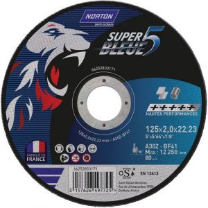 Norton clipper 25 meules de tronçonnage plates Super Bleue 5 - 125 x 2 x 22,23 mm