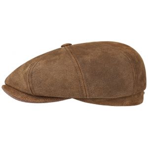 Stetson Casquette Hatteras Cuir Burney Homme | Gavroche Plate avec Visiere, Doublure Printemps-ete | XL