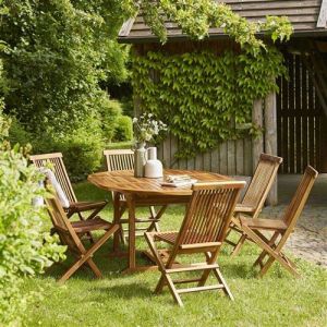 Wilsa Garden Salon de jardin huilé structure ovale Teck T4/8+C6
