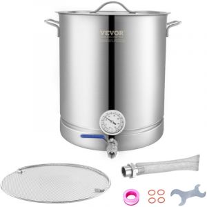 VEVOR Cuve de Brassage 60,6 L en Acier Inoxydable Cuve Fermentation Bi&egrave;re Fond de Pot &agrave; Trois Couches Kit de Brassage avec Thermom&egrave;tre Vanne &agrave; Bille Couvercle Poign&eacute;e Double Filtration Brasseur Maison