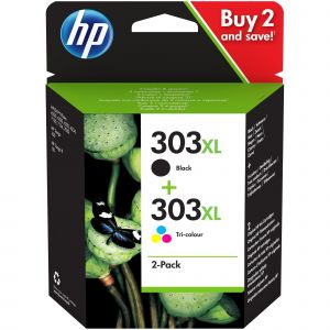 HP 303XL - Pack de 2 - &agrave; rendement &eacute;lev&eacute; - noir pigment&eacute;, couleur (cyan, magenta, jaune) - original - cartouche d'encre - pour ENVY Photo 62XX, Photo 71XX, Photo 78XX; ENVY Inspire 72XX, 79XX