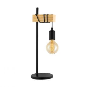 Image de Eglo Lampe à poser en bois et métal noir TOWNSHEND