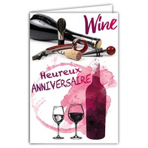 AFIE Carte Heureux Anniversaire - Millésime Bonifié - Années Cuvées - Spéciale Vin Rouge Bordeaux Bouteille Tire-Bouchon œnologie Dégustation - Enveloppe Incluse - Fabriquée en France 65-1349