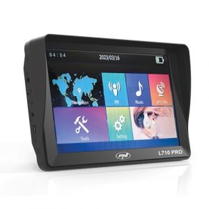 Système de Navigation GPS PNI L710 Pro avec Pare-Soleil, 7 Pouces, 800 MHz, 256 Mo DDR, 16 Go de mémoire Interne, émetteur FM, avec Deux chargeurs de Voiture Inclus