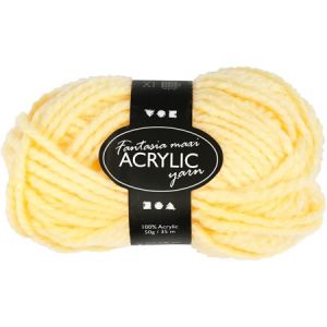 Creotime Pelote de laine 100 % Acrylique - 50 g - Jaune pastel