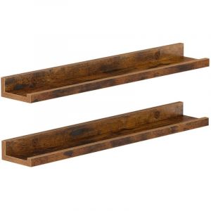 Lot de 2 étagères murales flottantes 60 cm de large décoration marron