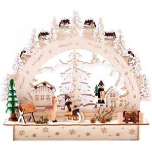 Brubaker Arche lumineuse - HENRY - 3D LED - Bois naturel - Paysage dhiver - 275 x 245 cm