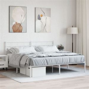 VidaXL Cadre de lit métal avec tête de lit blanc 180x200 cm