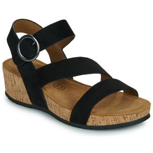 Chattawak Nu-pieds à talon compensé Lilou en cuir noir