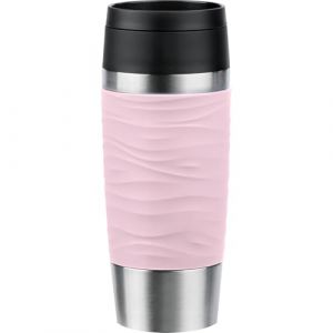 Emsa N20214 Travel Mug Wave isotherme 0,36 l | Acier inoxydable | 4h chaud et froid 8h | 100% &eacute;tanche | Passe au lave-vaisselle | Ouverture &agrave; 360&deg; | Rose pastel