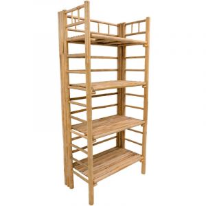 Etagere de Rangement 4 Niveaux en Bois de Bambou Massif - Nordlys